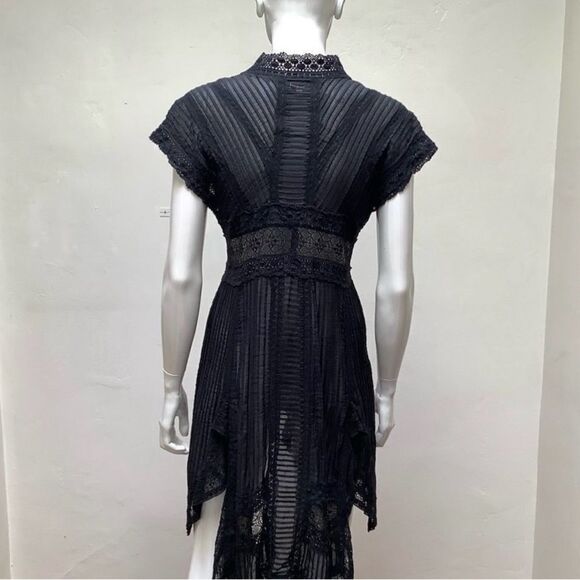 BIYA Designer of JOHNNY WAS Sheer Lace Dress Intricate Sheer and Lace High Low - Picture 15 of 15